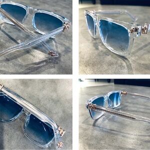 Chrome Hearts Clear Frame Sunglasses with Blue Gradient Lenses Brand New